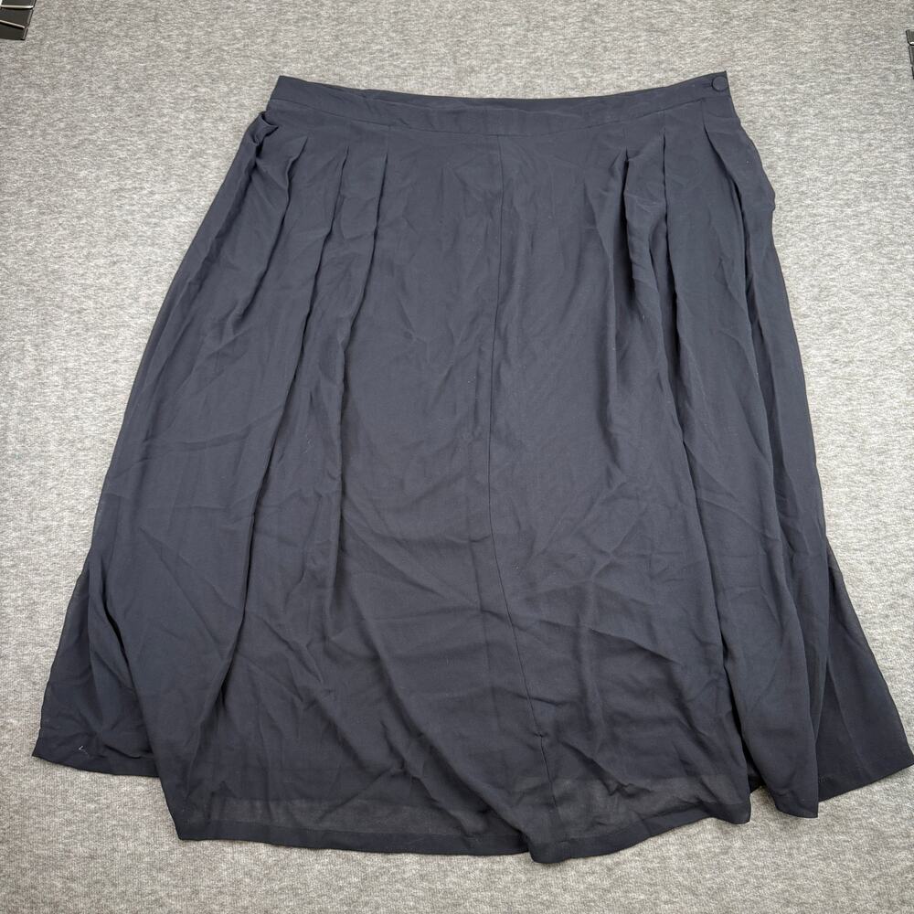 Whimsigoth Dark Fairycore Minimalist Midi Skirt 3X Black Zipper Button Closure